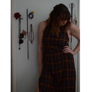 Silence + Noise Plaid Grunge Midi Dress